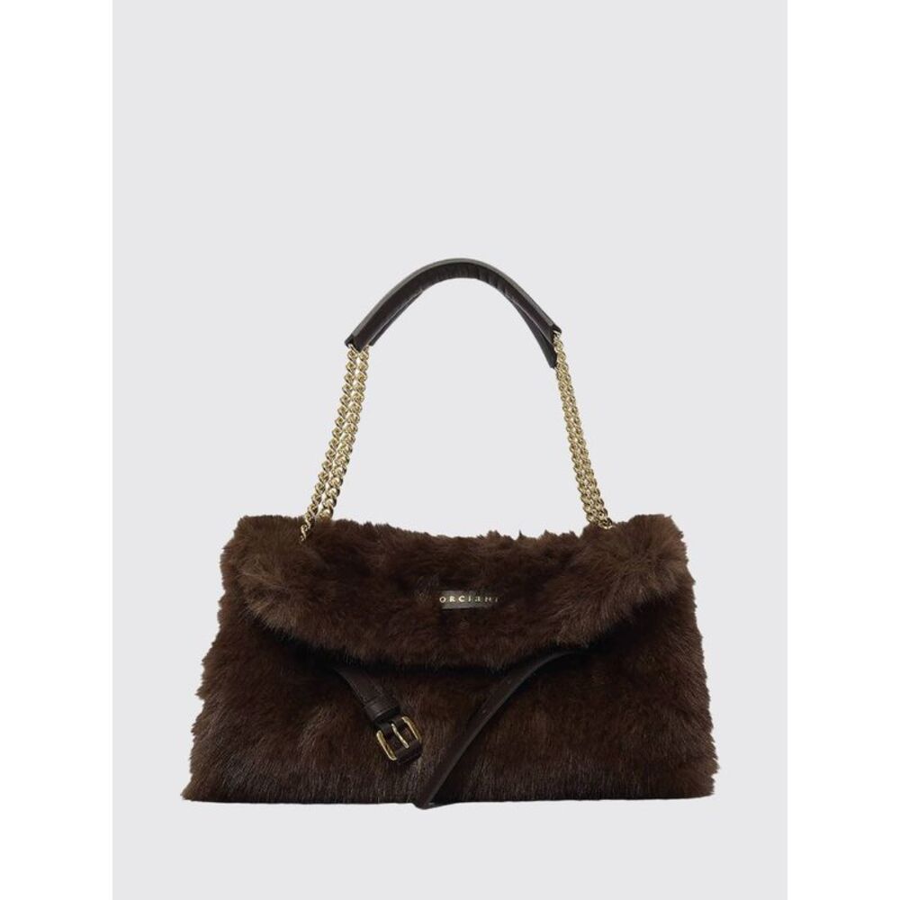 Orciani Women Orciani Venus Small Faux Fur Shoulder Bag With Flap Closure